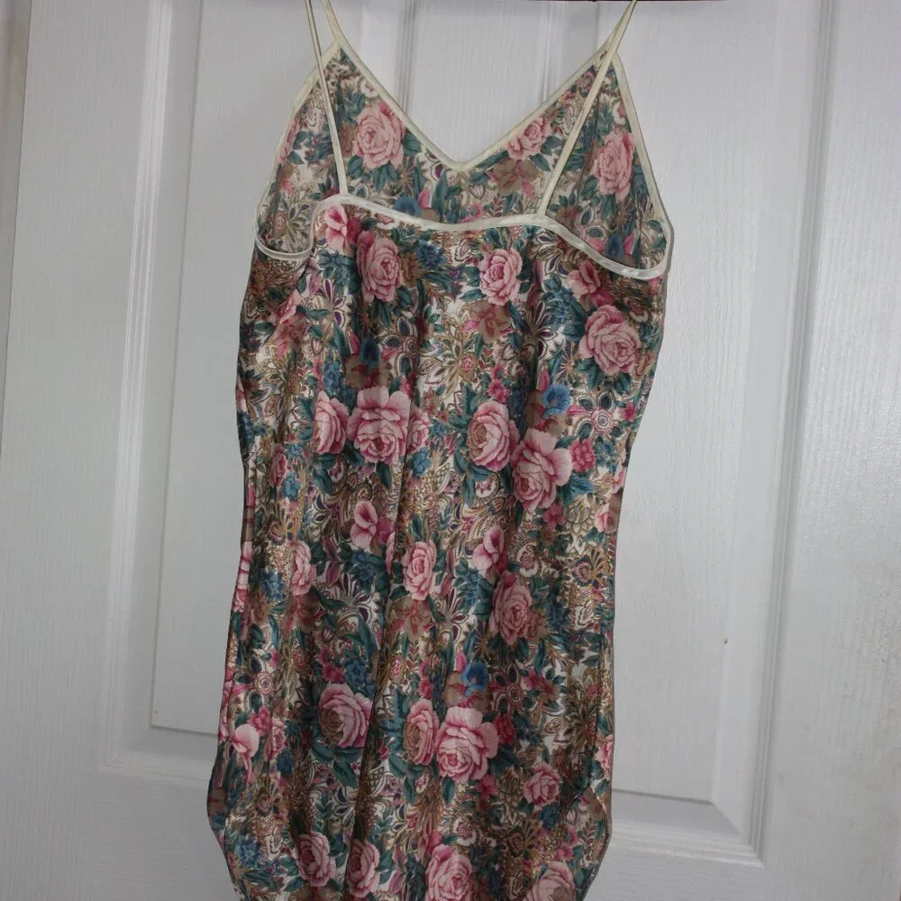La SENZA dress y2k vintage nighty Cream Blue and Pink Floral Chemise - Picture 2 of 5